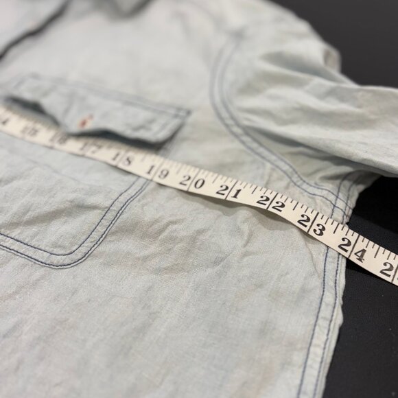 Free People Denim Shirt Jacket w/ Embroidered Back – Size L - Picture 7 of 10